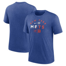Adult Men's New York Mets Nike Rewind Review Slash Tri-Blend baseball T-shirt - Heather Royal