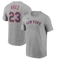 Adult Men's Javier Baez New York Mets Nike Name & Number baseball T-shirt - Heather Gray
