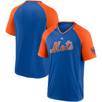 Adult Men's Men's Royal/Orange New York Mets City Rep Closer Raglan V-Neck baseball T-shirt