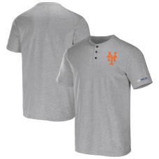 Adult Men's New York Mets Darius Rucker Collection by Fanatics Henley baseball T-shirt - Heather Gray