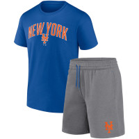 Adult Men's New York Mets Fanatics Branded Arch baseball T-shirt & Shorts Combo Set - Royal/Heather Gray