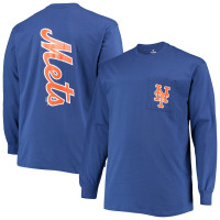 Adult Men's New York Mets Fanatics Branded Big & Tall Solid Back Hit Long Sleeve baseball T-shirt - Royal