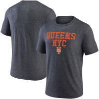 Adult Men's New York Mets Fanatics Branded Hometown Collection Vintage Tri-Blend baseball T-shirt - Heathered Charcoal
