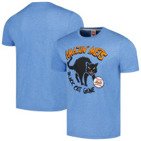 Adult Men's New York Mets Homage Doodle Collection Black Cat Game Tri-Blend baseball T-shirt - Light Blue