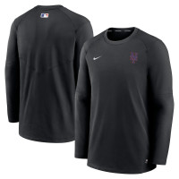 Adult Men's New York Mets Nike Authentic Collection Logo Performance Long Sleeve baseball T-shirt - Black