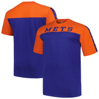 Adult Men's New York Mets Profile Big & Tall Yoke Knit baseball T-shirt - Orange/Royal