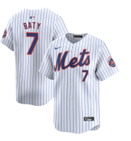 Youth New York Mets Brett Baty #7 White Home Limited Jersey Youth New York Mets Brett Baty #7 White Home Limited Jersey
