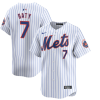 Youth New York Mets Brett Baty #7 White Home Limited Jersey