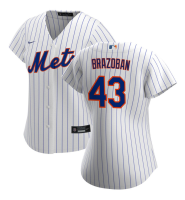 Women's New York Mets Huascar Brazoban #43 White Home Replica Jersey Women's New York Mets Huascar Brazoban #43 White Home Replica Jersey