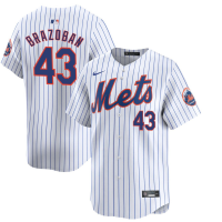 Youth New York Mets Huascar Brazoban #43 White Home Limited Jersey