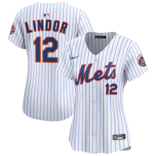 Women's New York Mets Francisco Lindor #12 White Home Limited Jersey