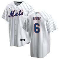 Men's New York Mets Starling Marte #6 White Home Replica Jersey