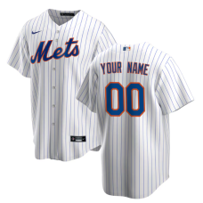 Men's New York Mets Custom White Home Replica Jersey