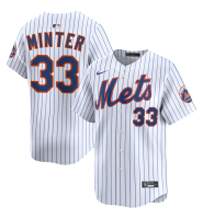 Men's New York Mets AJ Minter #33 White Home Limited Jersey Men's New York Mets AJ Minter #33 White Home Limited Jersey