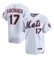 Men's New York Mets Bret Saberhagen #17 White Home Limited Former Player Jersey Men's New York Mets Bret Saberhagen #17 White Home Limited Former Player Jersey