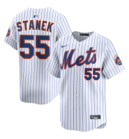 Men's New York Mets Ryne Stanek #55 White Home Limited Jersey Men's New York Mets Ryne Stanek #55 White Home Limited Jersey