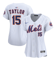 Women's New York Mets Tyrone Taylor #15 White Home Limited Jersey Women's New York Mets Tyrone Taylor #15 White Home Limited Jersey