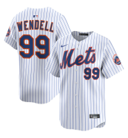 Men's New York Mets Turk Wendell #99 White Home Limited Former Player Jersey Men's New York Mets Turk Wendell #99 White Home Limited Former Player Jersey
