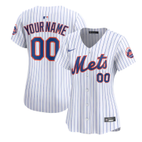 Women's New York Mets Custom White Home Limited Jersey