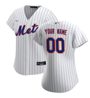 Women's New York Mets Custom White Home Replica Jersey Women's New York Mets Custom White Home Replica Jersey