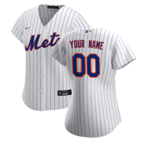 Women's New York Mets Custom White Home Replica Jersey