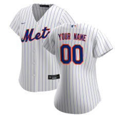Women's New York Mets Custom White Home Replica Jersey