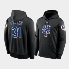 New York Mets 31 Mike Piazza 60th Anniversary Black Pullover Hoodie