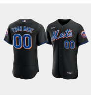 Men's New York Mets Custom 2022 Authentic Alternate Black Jersey Men's New York Mets Custom 2022 Authentic Alternate Black Jersey