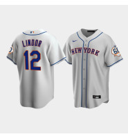 Men's New York Mets Francisco Lindor 60th Anniversary Replica Gray Jersey Men's New York Mets Francisco Lindor 60th Anniversary Replica Gray Jersey