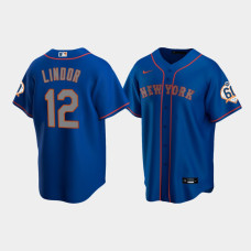 Men's New York Mets Francisco Lindor 60th Anniversary Replica Royal Jersey