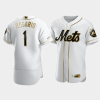 Men's New York Mets Amed Rosario #1 White Golden Edition Authentic Jersey