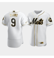 Men's New York Mets Brandon Nimmo #9 White Golden Edition Authentic Jersey Men's New York Mets Brandon Nimmo #9 White Golden Edition Authentic Jersey