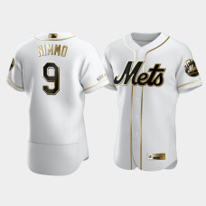 Men's New York Mets Brandon Nimmo #9 White Golden Edition Authentic Jersey