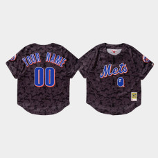 Men's New York Mets Custom #00 Charcoal BAPE x Mitchell & Ness Jersey