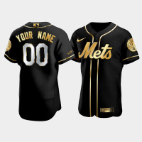 Men's New York Mets Custom #00 Black Golden Edition Authentic Jersey