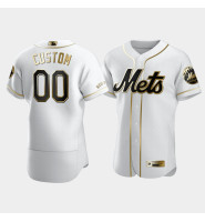 Men's New York Mets Custom #00 White Golden Edition Authentic Jersey Men's New York Mets Custom #00 White Golden Edition Authentic Jersey