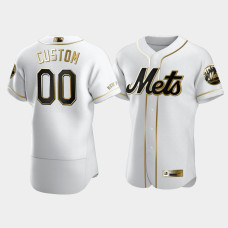 Men's New York Mets Custom #00 White Golden Edition Authentic Jersey