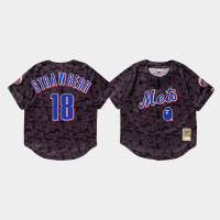 Men's New York Mets Darryl Strawberry #18 Charcoal BAPE x Mitchell & Ness Jersey