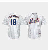 Men's New York Mets #18 Darryl Strawberry White Cool Base Player Jersey