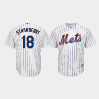 Men's New York Mets #18 Darryl Strawberry White Cool Base Player Jersey