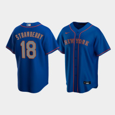 Men's New York Mets #18 Darryl Strawberry Royal Replica Nike Alternate Road Jersey