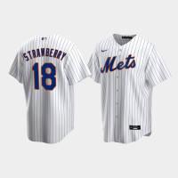 Men's New York Mets #18 Darryl Strawberry White Replica Nike Home Jersey