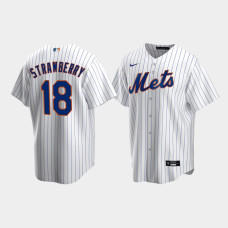 Men's New York Mets #18 Darryl Strawberry White Replica Nike Home Jersey