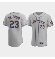 Men's New York Mets #23 David Peterson Gray Authentic Road Jersey Men's New York Mets #23 David Peterson Gray Authentic Road Jersey