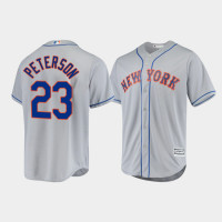 Men's New York Mets David Peterson Gray Cool Base Official Player Road Jersey