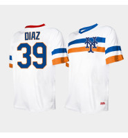 Men's New York Mets #39 Edwin Diaz Cooperstown Collection V-Neck White Jersey Men's New York Mets #39 Edwin Diaz Cooperstown Collection V-Neck White Jersey