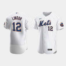 Men's New York Mets #12 Francisco Lindor White Authentic Home Jersey
