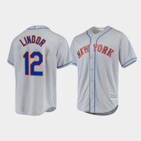 Men's New York Mets Francisco Lindor Gray Cool Base Official Player Road Jersey