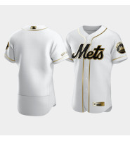 Men's New York Mets White Golden Edition Authentic Jersey