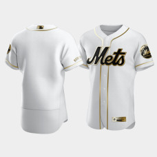 Men's New York Mets White Golden Edition Authentic Jersey